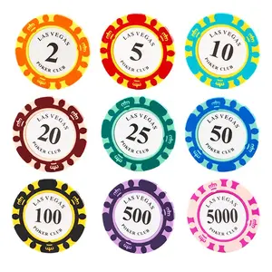 Custom High Quality Premium 40MM 14G Clay Poker Chips With Value Stickers