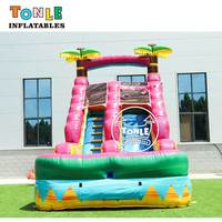 Toboggan aquatique gonflable de 16 pieds de haut avec piscine à jets d'eau à vendre