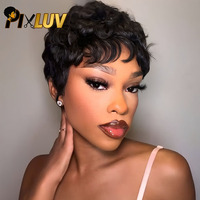 Cabello Humano Virgen Indio Natural al por Mayor, Corto para Pelucas de Encaje HD sin Pegamento para Mujeres Negras, Liso