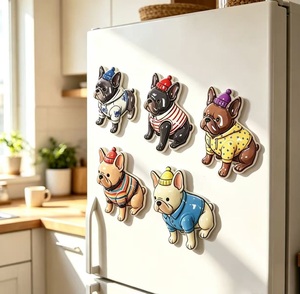 Aimants de réfrigérateur personnalisés en diatomite 3D, bouledogue français, aimants de réfrigérateur en diatomite mignons, décoration de la maison, cadeau - Product Image 2