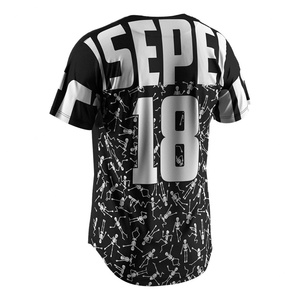 Custom Logo Oem V Neck <b>Hip</b>-Hop Baseball Unisex Shirt 3d Button Baseball Jersey - Product Image 4