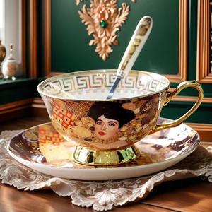 Juego de Tazas y Platos de Té de Cerámica Árabe Dorada, Tazas de Café de Porcelana con Tetera, Jarra de Leche y Azucarera - Accesorios Dorados para Café y Té - Product Image 4