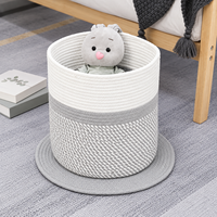 Panier de rangement de jouets tissés pour bébé, ensemble de paniers de rangement en corde de coton pour enfants à la maison avec longues poignées