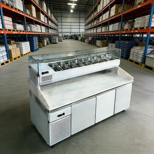 Tavolo Professionale per Preparazione <span class=keywords><strong>Pizza</strong></span> in Acciaio Inox a Doppia Temperatura Banco Refrigerato per <span class=keywords><strong>Pizza</strong></span> con Espositore in Marmo Raffreddamento ad Aria - Product Image 5