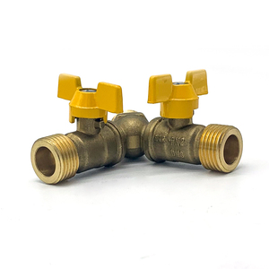 Válvula de gas de <span class=keywords><strong>bola</strong></span> tipo Y de latón Operado manualmente Manijas de mariposa dobles personalizables OEM de alta calificación Conexiones de rosca macho - Product Image 4