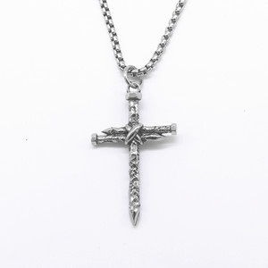 yunnique <b>Titanium</b> Steel Nail Cross Pendant Necklace Unisex Minimalist Style Fashion Jewelry for Men and Women - Product Image 1