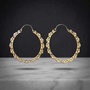 Big Gold Mandala Filigree Hoop Earrings Intricate Cutout <b>Boho</b> Statement Jewelry Wholesale Big Hoop Earrings <b>for</b> Gift - Product Image 2