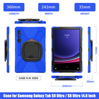 Casing Tablet tugas berat, pelindung kasar tahan guncangan dengan tali bahu untuk Samsung Tab S9 Ultra 14.6 "X910 2023
