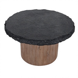 Table basse en marbre Matrix et bois de manguier, table basse de luxe en marbre Matrix - Product Image 3