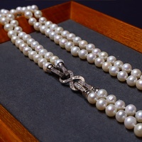 Collier classique à deux rangs de perles d'eau douce naturelles, argent sterling 925, perles de 7-8 mm, qualité 4A, chaîne pour femmes