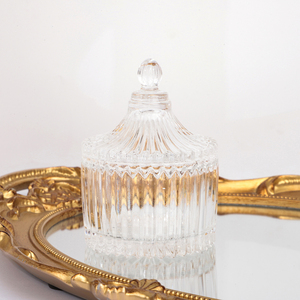 Bocal à bougies en cristal de verre pour le stockage des aliments, récipient/navire de bijouterie de cadeau de mariage de fête - Product Image 2