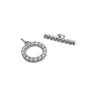 Fermoirs de collier personnalisés en argent sterling 925 plaqué or avec breloque ronde en zircone pour bijoux DIY