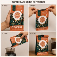 Sachet de café à fond plat imprimé sur mesure avec fermeture éclair pour l'emballage de café Arabica en grains entiers bio torréfiés