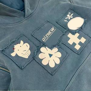 Sudadera con Capucha Vintage Personalizada con Cremallera, Mangas Desmontables, Estampado de Parche, Sudadera Vintage Gruesa al por Mayor - Product Image 3