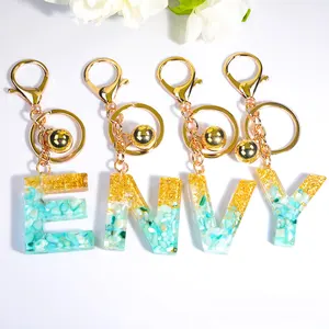 A-Z keyring wholesale keyring metal plush resin key chain custom letter initial pompoms acrylic plastic keychain Bag&Car Pendant