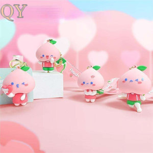 QY mignon pêche famille porte-clés 3D PVC caoutchouc personnage de dessin animé pendentif métal porte-clés sac breloque cadeau - Product Image 1