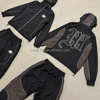 Chaqueta Cortavientos Reflectante Personalizada y Pantalones Deportivos de Nailon con Cremallera Desmontable, Pantalones Cortos de Nailon, Traje Deportivo para Hombre