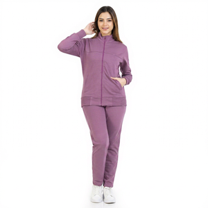 Survêtement pour femme, violet, fermeture éclair intégrale, avec poches latérales, polyester respirant, style décontracté, coupe classique, style automne - Product Image 1
