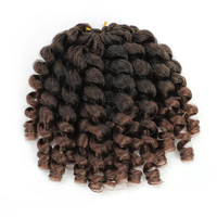 Extensioni per capelli sintetici 8 pollici, ricci a bacchetta Jumpy Wand Curl, pre-attorcigliate, a trama singola, fissabili con acqua calda, per trecce all'uncinetto, 20 ciocche, effetto Jamaican Bounce
