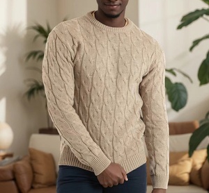 Suéter de punto trenzado para hombre, <span class=keywords><strong>cuello</strong></span> alto, con patrón de cuerda, puños y <span class=keywords><strong>cuello</strong></span> acanalados, textura gruesa, para otoño e invierno - Product Image 5