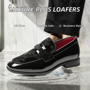 Mocasines Negros para Hombre, Zapatos de Vestir Sin Cordones con Punta Redonda, Calzado Formal, Casual, para Oficina y Bodas - Product Image 2