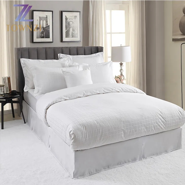 Wholesale Townzi embroidery line queen size 100% Cotton sheet hotel bedding set
