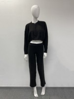 Ensemble deux pièces d'hiver pour femme : pull élégant en laine tricotée à manches longues, boutonné, couleur unie, écologique et anti-boulochage