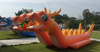 Bateau Dragon Gonflable Rouge Personnalisé à Voie Unique, Certifié CE, en PVC, pour Jeux de Remorquage en Eau Chaude et Location