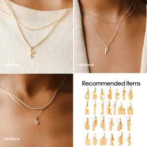 <span class=keywords><strong>Minúsculas</strong></span> a Z 26 Letra Charm Colgante Acero inoxidable 14K 18K Chapado en oro Pulsera personalizada Collar DIY Fabricación Precio de fábrica - Product Image 3