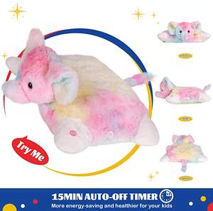 Peluche de perro de arco iris de 16 pulgadas personalizado, almohada 2 en 1 con luz LED Musical, suave, para cantar, gato - Product Image 6