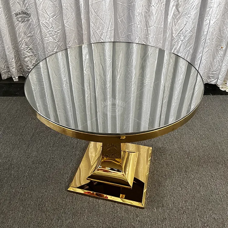 Table de mariage ronde avec miroir Table de banquet de mariage en verre de luxe