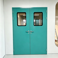 Porte de salle blanche en acier coupe-feu à double battant avec panneau de vision pour atelier GMP
