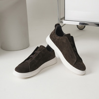 Chaussures décontractées en daim pour hommes Hambo avec logo personnalisé, à enfiler, lacets élastiques sans nœuds, semelle plateforme épaisse, style rétro, pour la marche quotidienne