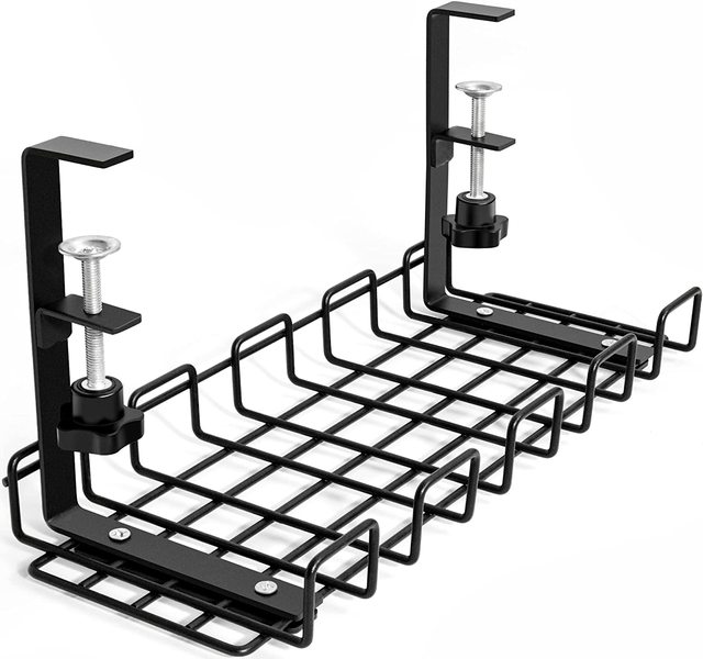 Multi-Purpose Under Desk Cable Organizer Tray, Cable Management System with Mounting Hardware Included
