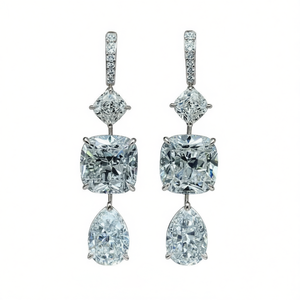 Orecchini pendenti lunghi a goccia color argento da donna, gioielli da festa in stile nuziale - Product Image 1