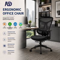 Chaise de bureau ergonomique professionnelle à dossier haut en maille avec assise en tissu respirant et fonctions réglables pour le bureau