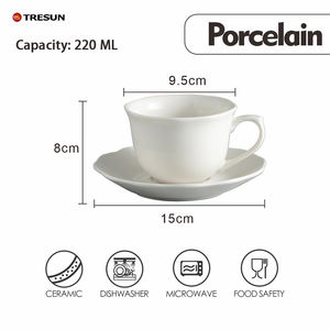 Tazas de café con logotipo personalizado, tazas de café expreso de porcelana blanca promocional, café con leche, café expreso, taza de café de cerámica y platillo con logotipo - Product Image 4
