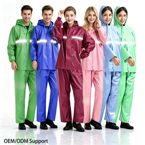 Split Oxford Cloth <strong>Waterproof</strong> Hooded Raincoat Rain Pants <strong>Set</strong> for Men/Women-Cycling Hiking Electric Car Outdoor Fishing Work Use - Product Image 4