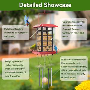 금속 조류 피더 기념 바람 차임 방수 야외 교수형 정원 장식품 홈 장식 파티오 새 친화적 인 새 피더 - Product Image 3