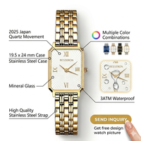 Montre pour femme avec mouvement à quartz Miyota japonais personnalisé, boîtier en acier inoxydable, cadran carré, bracelet en maille antique, prix d'usine