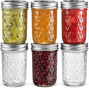 Wholesale Price Diamond Design Available Different Sizes Glass <b>Jam</b> <b>Jars</b> With Lids Glass Food <b>Jars</b> With Lids <b>for</b> <b>Jams</b> - Product Image 1
