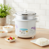 Penanak Nasi Listrik Mini Otomatis Tombol Kontrol Satu Sentuhan 1.8L 700W Panci Dalam Aluminium untuk Penggunaan Dapur
