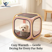 Sac de séchage pour animaux de compagnie en maille, séchoir à poils pour chiens et chats, capot mains libres, pliable, ajustement élastique, double entrée d'air