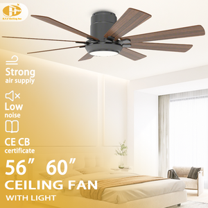 Ventilateur de plafond 8 pales de 56/60 pouces avec lumière, 4 options de couleur, moteur DC à vent puissant, LED dimmable - Ventilateur de plafond moderne pour salon - Product Image 1