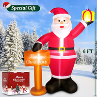 Père Noël gonflable de 6 pieds avec boîte cadeau, panneau Joyeux Noël, ornement lumineux LED pour la cour, la pelouse, la décoration extérieure des fêtes