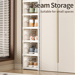 خزانة أحذية عصرية مستطيلة الشكل صديقة للبيئة من البلاستيك الشفاف، قابلة للطي بـ 1/3/6/9 طبقات مع منظم للأحذية الرياضية - Product Image 6