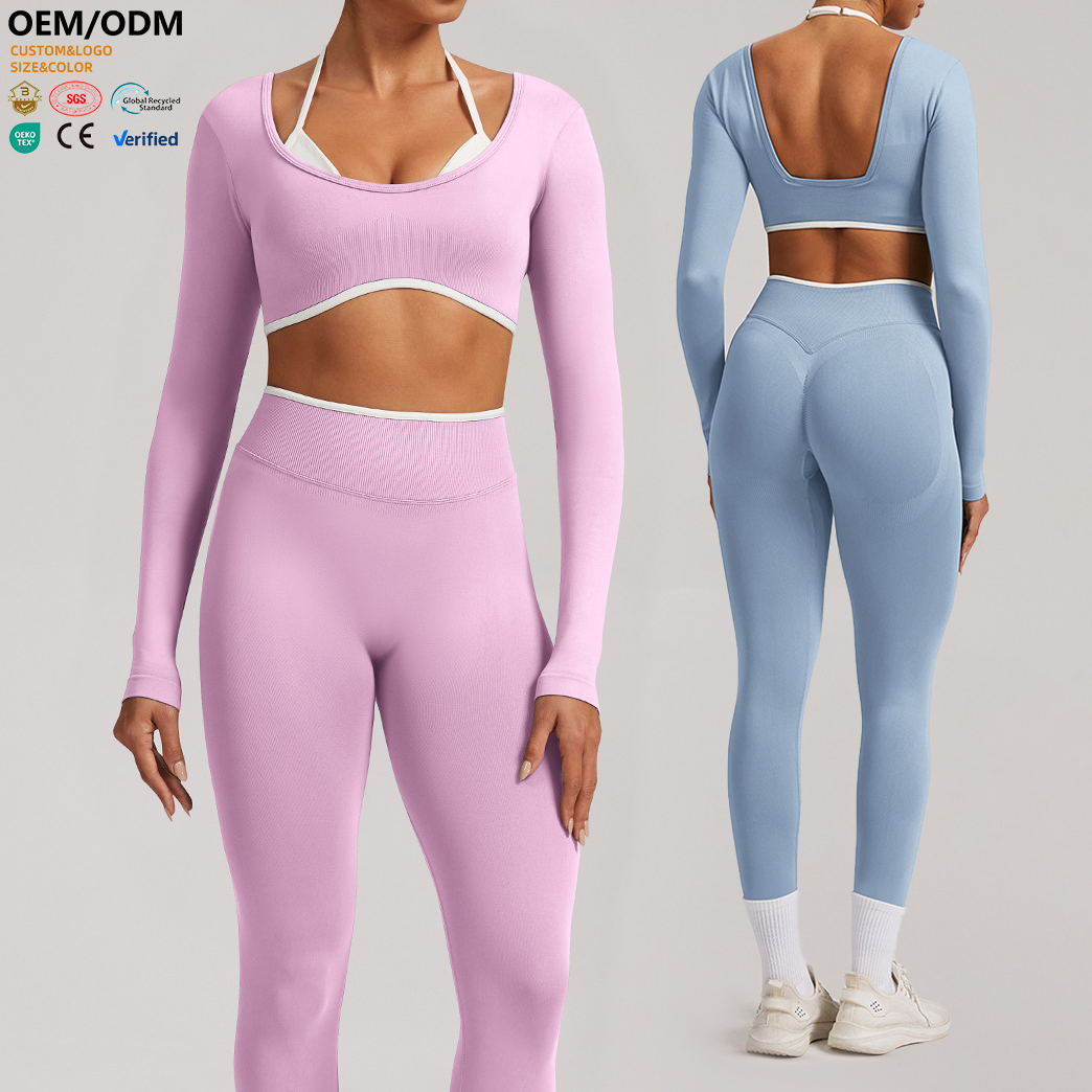 XW-3006 Solid Color Moisture Wicking Long Sleeves Gym Clothing Activewear Fitness Breathable Custom Yoga Women's Sports Top