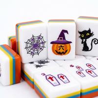 Juego de Mahjong Gótico Personalizado con Calaveras de Acrílico, Juego de Mesa Americano Oscuro para Halloween, Ideal para Fiestas en Bares, Interiores y Exteriores