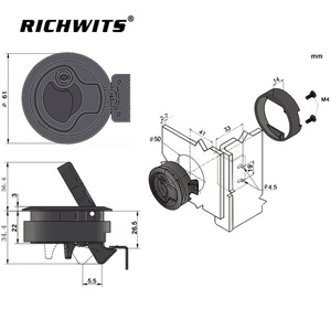 Cerraduras para Puertas de Baños de Yates y Autocaravanas, Cerraduras Redondas para Cubiertas Marinas, Pestillos de Plástico Negro Empotrados para Piso, Herrajes Marinos - Product Image 2