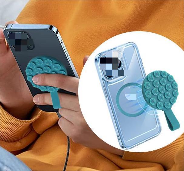 Multi Functional Magnetic Phone Holder with Silicone Suction Cup Portable Handheld Person Stand for Magsafe iPhone 16-12 Mount